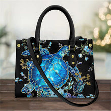 Load image into Gallery viewer, Leather Hawaiian Top-Handle Sea Turtle Handbag
