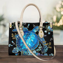 Load image into Gallery viewer, Leather Hawaiian Top-Handle Sea Turtle Handbag
