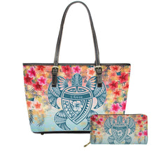 Load image into Gallery viewer, Hawaiian Plumeria With Turtle 3D Print Customized 2Pcs Leather Handbag Set
