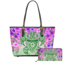Load image into Gallery viewer, Hawaiian Plumeria With Turtle 3D Print Customized 2Pcs Leather Handbag Set
