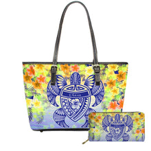 Load image into Gallery viewer, Hawaiian Plumeria With Turtle 3D Print Customized 2Pcs Leather Handbag Set
