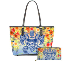 Load image into Gallery viewer, Hawaiian Plumeria With Turtle 3D Print Customized 2Pcs Leather Handbag Set
