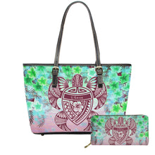 Load image into Gallery viewer, Hawaiian Plumeria With Turtle 3D Print Customized 2Pcs Leather Handbag Set
