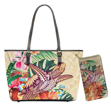 Load image into Gallery viewer, Hawaiian Tribe Floral With Turtle Print 2pcs Set Shoulder Bag And Purse
