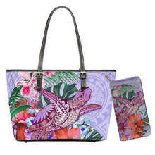 Load image into Gallery viewer, Hawaiian Tribe Floral With Turtle Print 2pcs Set Shoulder Bag And Purse

