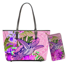 Load image into Gallery viewer, Hawaiian Tribe Floral With Turtle Print 2pcs Set Shoulder Bag And Purse
