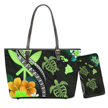 Load image into Gallery viewer, Hawaiian Polynesian Turtle Plumeria Print Shoulder Bag And Purse Set
