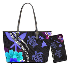 Load image into Gallery viewer, Hawaiian Polynesian Turtle Plumeria Print Shoulder Bag And Purse Set
