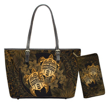 Load image into Gallery viewer, Hawaiian Polynesian Turtle Plumeria Print Shoulder Bag And Purse Set
