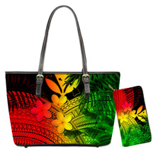 Load image into Gallery viewer, Purse And PU Leather Handbag Polynesian Hawaiian Plumeria Chuuk Print
