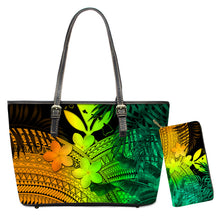 Load image into Gallery viewer, Purse And PU Leather Handbag Polynesian Hawaiian Plumeria Chuuk Print
