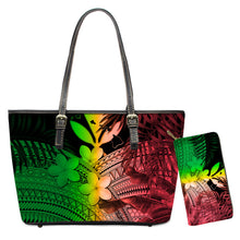 Load image into Gallery viewer, Purse And PU Leather Handbag Polynesian Hawaiian Plumeria Chuuk Print
