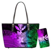 Load image into Gallery viewer, Purse And PU Leather Handbag Polynesian Hawaiian Plumeria Chuuk Print
