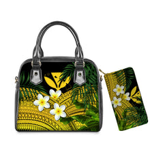 Load image into Gallery viewer, PU Leather Handbag Purse Set Hawaiian Hibiscus Sea Turtle Print
