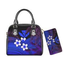 Load image into Gallery viewer, PU Leather Handbag Purse Set Hawaiian Hibiscus Sea Turtle Print
