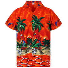 Load image into Gallery viewer, Summer Coconut Tree Printed Casual Men's Loose Beach Short Sleeve Hawaiian Style Shirt
