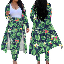 Load image into Gallery viewer, Hawaiian Tropical Leaves Pattern Women's 2 Piece Open Front Cardigan and Leggings Set
