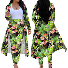 Load image into Gallery viewer, Hawaiian Tropical Leaves Pattern Women's 2 Piece Open Front Cardigan and Leggings Set
