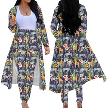 Load image into Gallery viewer, Hawaiian Tropical Leaves Pattern Women's 2 Piece Open Front Cardigan and Leggings Set
