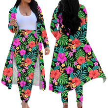 Load image into Gallery viewer, Tropical Floral Print Long Cardigan and High Waist Leggings 2 Piece Set
