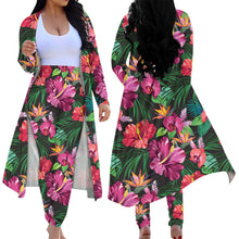 Load image into Gallery viewer, Tropical Floral Print Long Cardigan and High Waist Leggings 2 Piece Set
