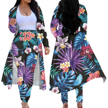 Load image into Gallery viewer, Tropical Floral Print Long Cardigan and High Waist Leggings 2 Piece Set
