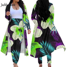 Load image into Gallery viewer, Tropical Hawaiian Floral Print Elegant 2 Piece Cardigan and High Waist Pants Set
