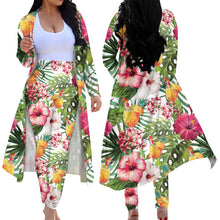 Load image into Gallery viewer, Tropical Floral Pattern 2 Piece Hawaiian Open Front Cardigan and High Waist Pants for Women
