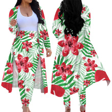 Load image into Gallery viewer, Tropical Floral Pattern 2 Piece Hawaiian Open Front Cardigan and High Waist Pants for Women
