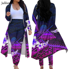 Load image into Gallery viewer, Polynesian Tattoo Style Samoa Hawaiian Hibiscus Plumeria Print 2 Piece Outfits Set
