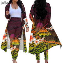 Load image into Gallery viewer, Polynesian Tattoo Style Samoa Hawaiian Hibiscus Plumeria Print 2 Piece Outfits Set
