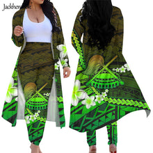 Load image into Gallery viewer, Polynesian Tattoo Style Samoa Hawaiian Hibiscus Plumeria Print 2 Piece Outfits Set
