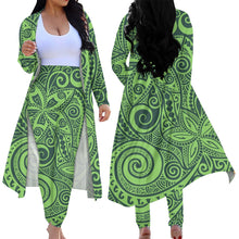 Load image into Gallery viewer, Hawaiian Floral Tribal Design Open Front Cardigan 2 Piece suit for Women
