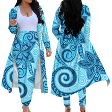 Load image into Gallery viewer, Hawaiian Floral Tribal Design Open Front Cardigan 2 Piece suit for Women
