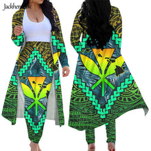 Load image into Gallery viewer, Hawaiian Maps Design Long Sleeve Open Front Cardigan Cover Up and High Waisted Pants Set
