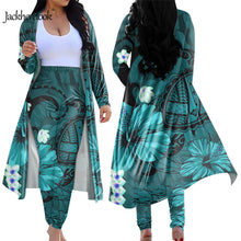 Load image into Gallery viewer, Hawaiian Hibiscus Polynesian Tribal Print Cardigan and Elastic Pants 2 piece Suit
