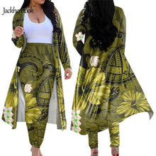 Load image into Gallery viewer, Hawaiian Hibiscus Polynesian Tribal Print Cardigan and Elastic Pants 2 piece Suit
