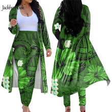Load image into Gallery viewer, Hawaiian Hibiscus Polynesian Tribal Print Cardigan and Elastic Pants 2 piece Suit
