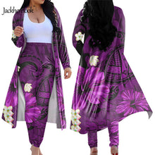 Load image into Gallery viewer, Hawaiian Hibiscus Polynesian Tribal Print Cardigan and Elastic Pants 2 piece Suit
