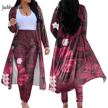 Load image into Gallery viewer, Hawaiian Hibiscus Polynesian Tribal Print Cardigan and Elastic Pants 2 piece Suit
