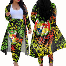 Load image into Gallery viewer, Hawaiian Style Tonga Polynesian Tattoo 2 Piece Cardigan Pant Set for Women
