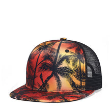 Load image into Gallery viewer, Cool Breeze Adjustable Outdoors Street Cap Flat Bill Snapback Baseball Palm Tree Print Trucker
