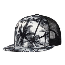 Load image into Gallery viewer, Mesh Baseball Cap Coconut Tree Print Flat-brimmed Snapback Trucker/Hat Unisex
