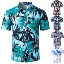 Load image into Gallery viewer, Palm Tree Printed Short Sleeve Aloha Hawaiian Short Sleeve Shirt
